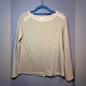 Cream Crew Neck Sweater with Shoulder Detail
